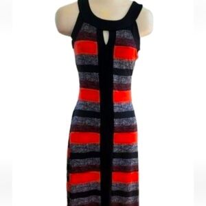 Elie McCarthy Black and Orange Stripe Maxi Dress